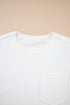 Exposed Seam Drop Shoulder Pocket Pullover Sweatshirt