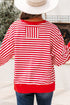 Exposed Seam Drop Shoulder Striped Cotton Blend Pullover Top