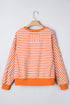 Exposed Seam Drop Shoulder Striped Cotton Blend Pullover Top