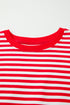 Exposed Seam Drop Shoulder Striped Cotton Blend Pullover Top
