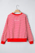 Exposed Seam Drop Shoulder Striped Cotton Blend Pullover Top