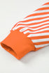 Exposed Seam Drop Shoulder Striped Cotton Blend Pullover Top