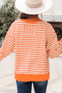 Exposed Seam Drop Shoulder Striped Cotton Blend Pullover Top