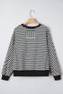 Exposed Seam Drop Shoulder Striped Cotton Blend Pullover Top