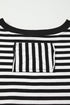 Exposed Seam Drop Shoulder Striped Cotton Blend Pullover Top