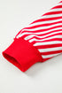 Exposed Seam Drop Shoulder Striped Cotton Blend Pullover Top