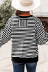 Exposed Seam Drop Shoulder Striped Cotton Blend Pullover Top