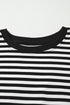 Exposed Seam Drop Shoulder Striped Cotton Blend Pullover Top
