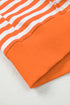 Exposed Seam Drop Shoulder Striped Cotton Blend Pullover Top