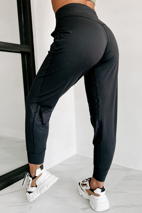 Exposed Seam High Waist Pocketed Jogger Pants