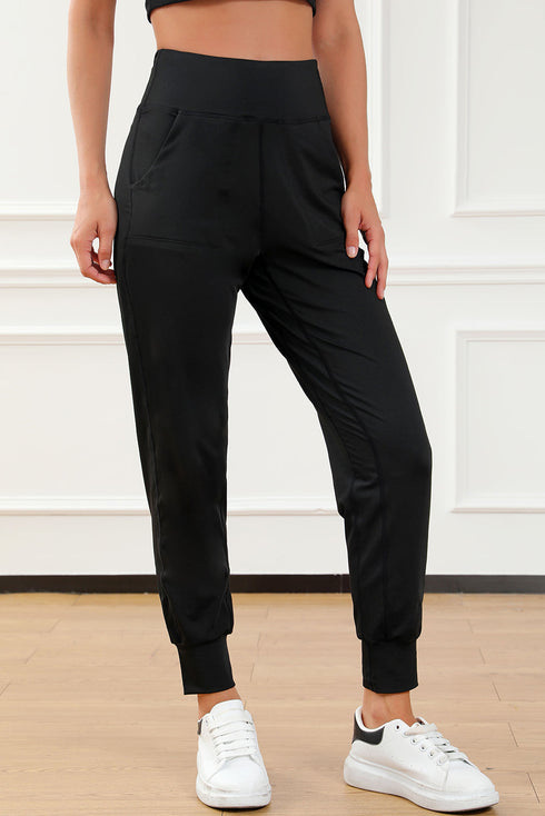 Exposed Seam High Waist Pocketed Jogger Pants