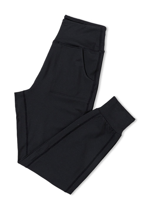 Exposed Seam High Waist Pocketed Jogger Pants