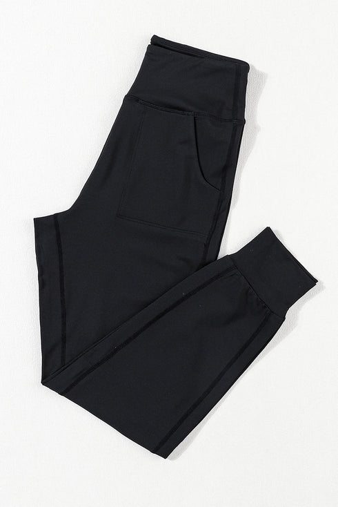 Exposed Seam High Waist Pocketed Jogger Pants