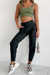 Exposed Seam High Waist Pocketed Jogger Pants