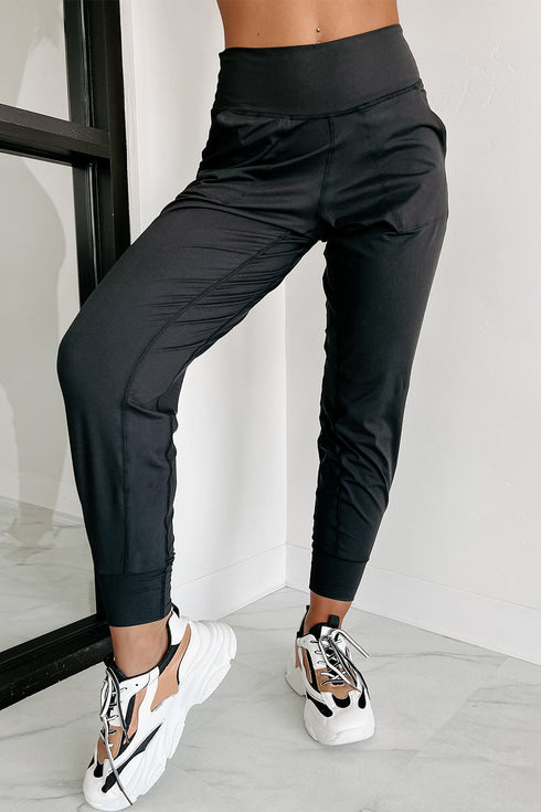 Exposed Seam High Waist Pocketed Jogger Pants
