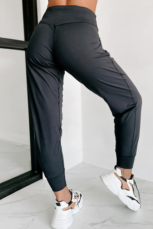 Exposed Seam High Waist Pocketed Jogger Pants
