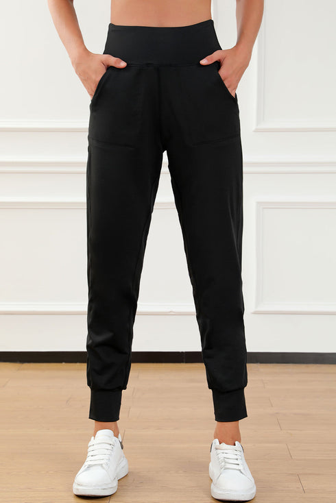 Exposed Seam High Waist Pocketed Jogger Pants