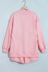 Exposed Seam Mock Neck Drop Shoulder Pullover Short Set