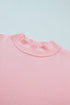 Exposed Seam Mock Neck Drop Shoulder Pullover Short Set