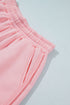 Exposed Seam Mock Neck Drop Shoulder Pullover Short Set