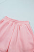 Exposed Seam Mock Neck Drop Shoulder Pullover Short Set