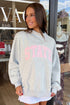 Exposed Seam Mock Neck Letter Embroidered Loose Sweatshirt