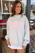Exposed Seam Mock Neck Letter Embroidered Loose Sweatshirt