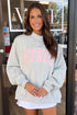 Exposed Seam Mock Neck Letter Embroidered Loose Sweatshirt
