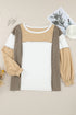 Exposed Seam Patchwork Long Sleeve Knit Top