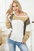 Exposed Seam Patchwork Long Sleeve Knit Top