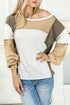 Exposed Seam Patchwork Long Sleeve Knit Top