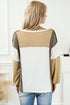 Exposed Seam Patchwork Long Sleeve Knit Top