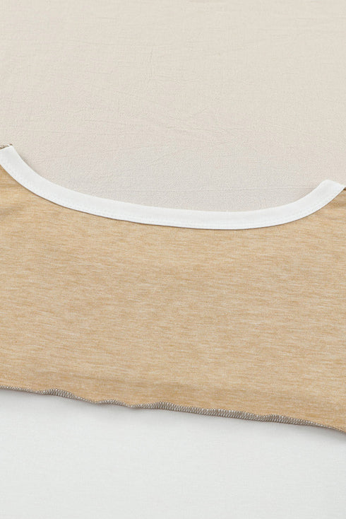 Exposed Seam Patchwork Long Sleeve Knit Top