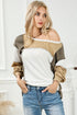 Exposed Seam Patchwork Long Sleeve Knit Top