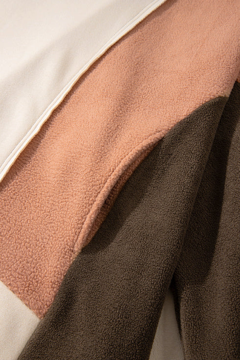 Exposed Seam Patchwork Paneled Pullover Hoodie