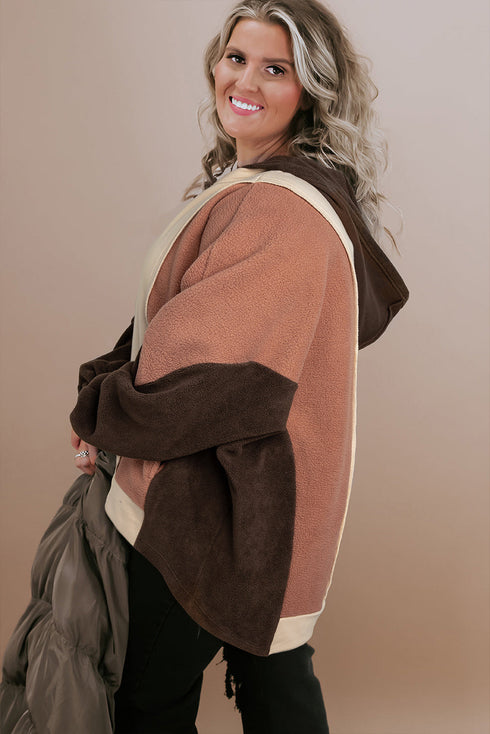 Exposed Seam Patchwork Paneled Pullover Hoodie