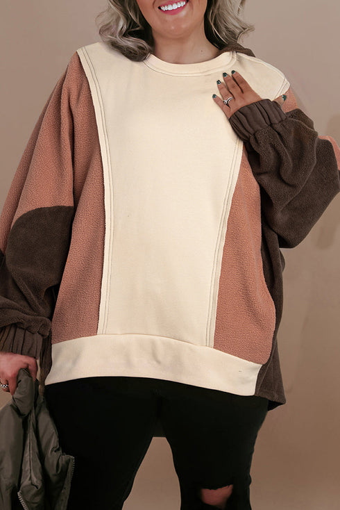 Exposed Seam Patchwork Paneled Pullover Hoodie