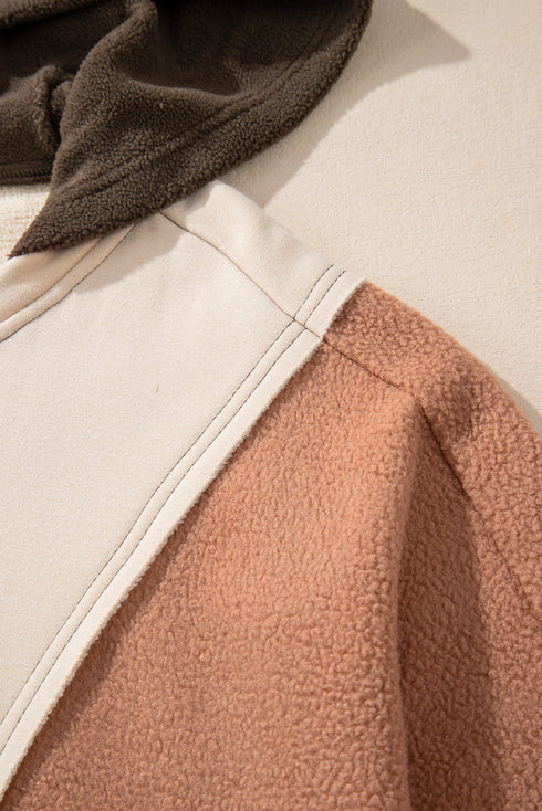 Exposed Seam Patchwork Paneled Pullover Hoodie