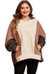 Exposed Seam Patchwork Paneled Pullover Hoodie