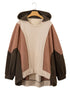 Exposed Seam Patchwork Paneled Pullover Hoodie