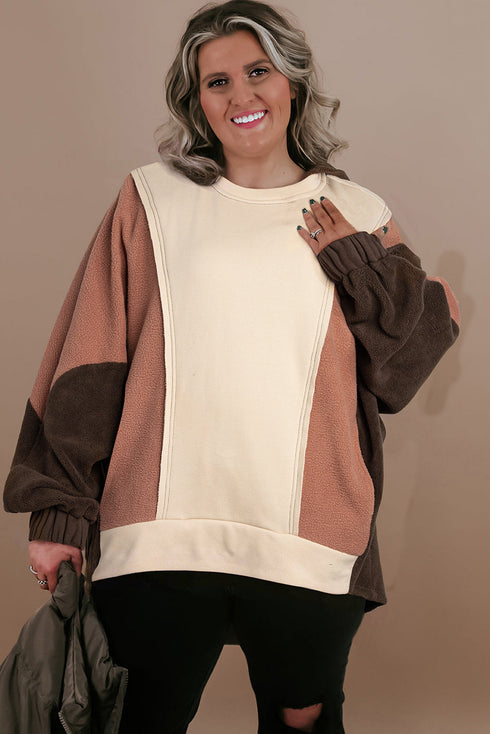 Exposed Seam Patchwork Paneled Pullover Hoodie