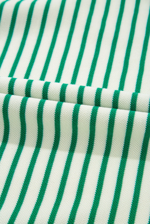 Exposed Seam Patchwork Striped Contrast Rib Drop Shoulder Top