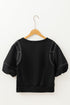 Exposed Seam Puff Sleeve Square Neck Babydoll Blouse