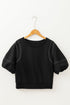 Exposed Seam Puff Sleeve Square Neck Babydoll Blouse