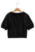 Exposed Seam Puff Sleeve Square Neck Babydoll Blouse