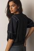 Exposed Seam Puff Sleeve Square Neck Babydoll Blouse