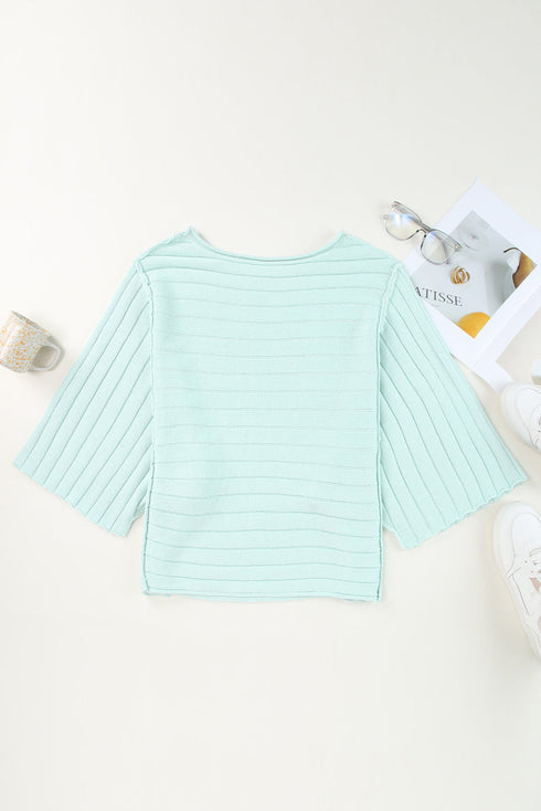 Exposed Seam Ribbed Knit Dolman Sweater