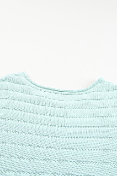 Exposed Seam Ribbed Knit Dolman Sweater