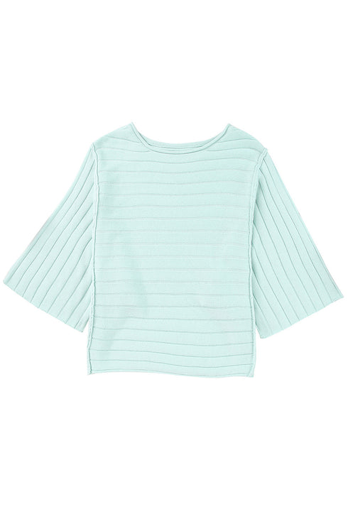 Exposed Seam Ribbed Knit Dolman Sweater