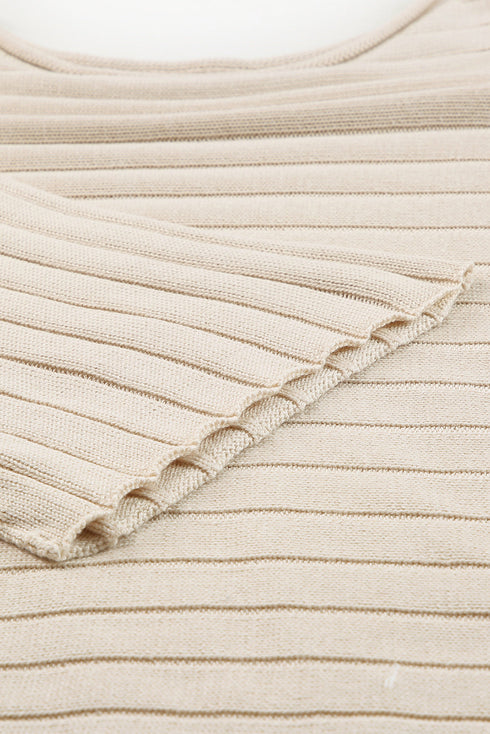 Exposed Seam Ribbed Knit Dolman Sweater